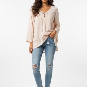 Billabong Light Peach Lace-Up Blouse